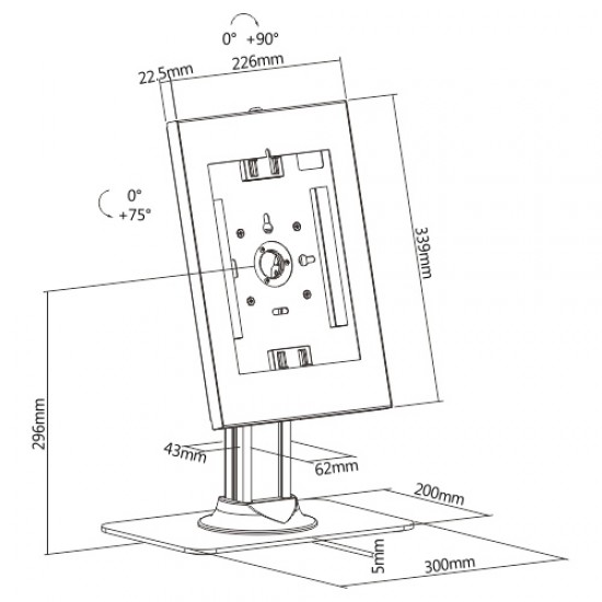 BRATECK επιτραπέζια βάση tablet PAD34-03, αντικλεπτική, 9.7-11", λευκή