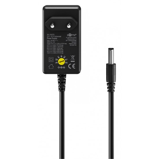 GOOBAY επιτοίχιος φορτιστής 64570, 3V-12V, 27W/2.25A, 12 tips