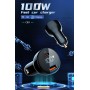LDNIO φορτιστής αυτοκινήτου C101 με καλώδιο, USB/USB-C, 100W PD, μαύρος