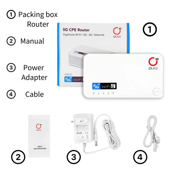OLAX router 5G LTE G5010 με LAN θύρα, Wi-Fi 6, dual band, 4000mAh