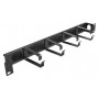 DELOCK cable management 67033, 19"/1U rack, 4x γάντζοι & βούρτσα, μαύρο