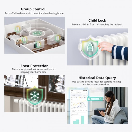 SONOFF smart θερμοστατική βαλβίδα για καλοριφέρ TRVZB, ZigBee, M30x1.5, 48x76mm, 6-28°C