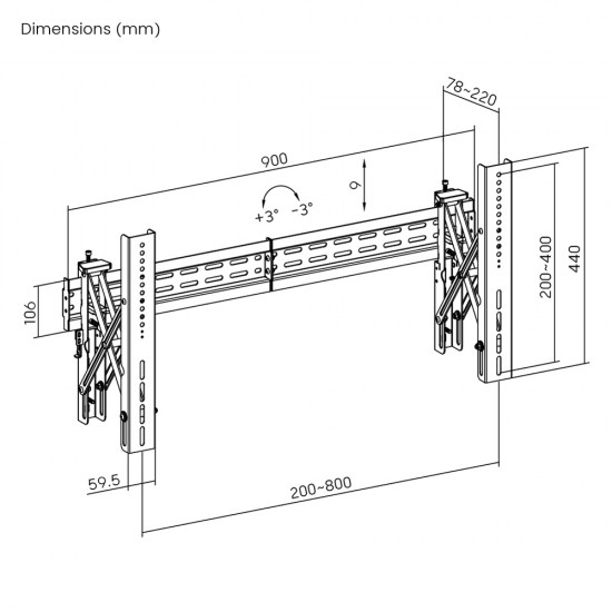 BRATECK επιτοίχια βάση τηλεόρασης LVW02E-48T, 37-70", έως 70kg, Pop-Out