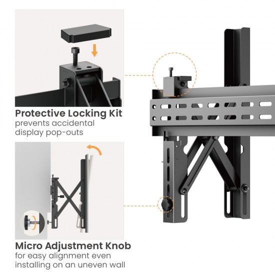BRATECK επιτοίχια βάση τηλεόρασης LVW02E-48T, 37-70", έως 70kg, Pop-Out