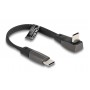 DELOCK καλώδιο USB-C 80750, 60W, flat, γωνιακό, 480 Mbps, 14cm, μαύρο