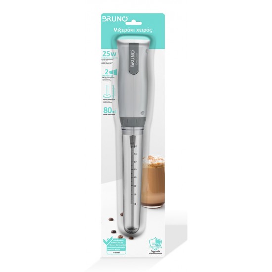 BRUNO μιξεράκι χειρός BRN-0090, 25W, καπάκι δοσομετρητής, λευκό