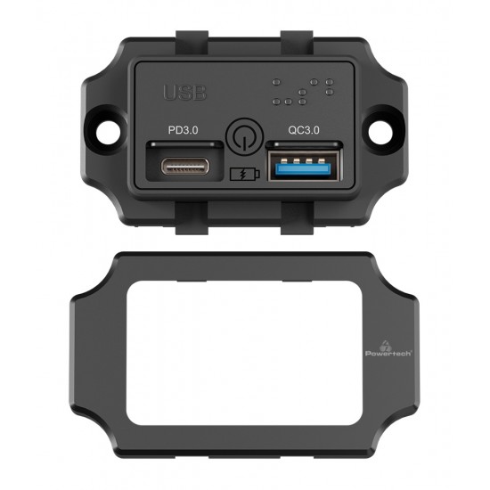 POWERTECH πρίζα USB για σκάφη & οχήματα PTL-009, USB & USB-C, 36W