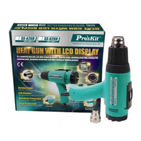 PROSKIT πιστόλι θερμού αέρα SS-626B με οθόνη, 1800W, 50~600 °C