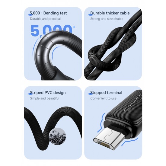 USAMS καλώδιο micro USB σε USB US-SJ690, 2A, 480Mbps, 1m, λευκό