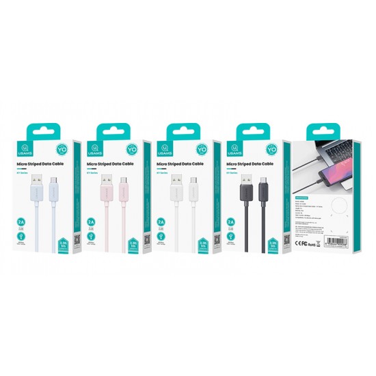 USAMS καλώδιο micro USB σε USB US-SJ690, 2A, 480Mbps, 1m, λευκό