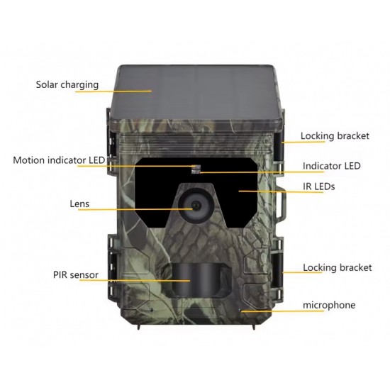 SUNTEK smart ηλιακή κάμερα κυνηγού HC-600PRO, PIR, 4G, 30MP/2K, SD, IP65