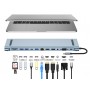POWERTECH docking station BYL-2003U2, 12 θυρών, βάση laptop, USB-C, γκρι