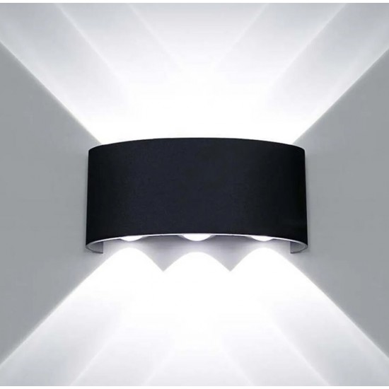 POWERTECH LED φωτιστικό τοίχου HLL-0161, 6W, 4000K, 510lm, IP65, μαύρο