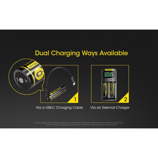 NITECORE επαναφορτιζόμενη μπαταρία τύπου 18650 NL1826R, 2600mAh, USB-C