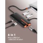 LDNIO USB hub DS-26U με θύρα δικτύου, 6 θυρών, USB-C σύνδεση, 100W PD, λευκό