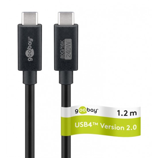 GOOBAY καλώδιο USB-C 74376, USB4, 240W, 80Gbps, 16K/60Hz, 1.2m, μαύρο