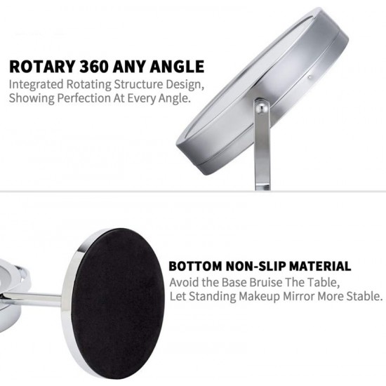 HOME USE επιτραπέζιος καθρέφτης HUH-0185 με LED φως, 1x/5x zoom, ασημί