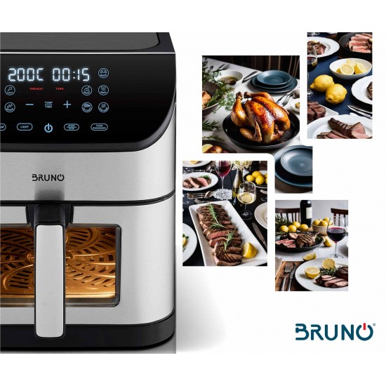 BRUNO φριτέζα αέρος BRN-0194, 8lt, 1800W, inox/μαύρη