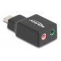 DELOCK εξωτερική κάρτα ήχου 67128, 2x 3.5mm, USB-C σύνδεση, μαύρη
