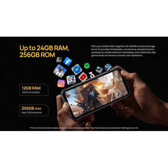 ULEFONE smartphone Armor 24, 6.78", 12/256GB, 22000mAh, IP68/IP69K, μαύρο