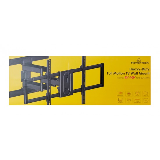 POWERTECH επιτοίχια βάση τηλεόρασης PT-1280, 43-100", έως 60kg, full motion