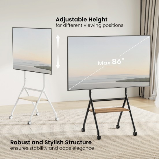 BRATECK βάση τηλεόρασης δαπέδου TTF13E-46FW, 37-86", έως 80kg, με ράφι & ροδάκια