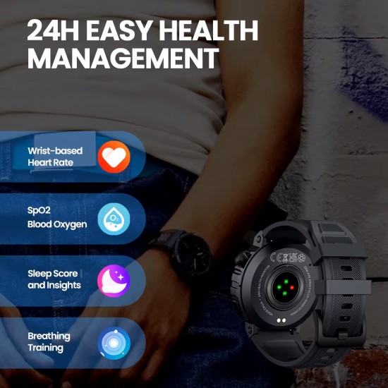 ZEBLAZE smartwatch Ares 3 Plus, heart rate, 1.43" AMOLED, IP68, μαύρο