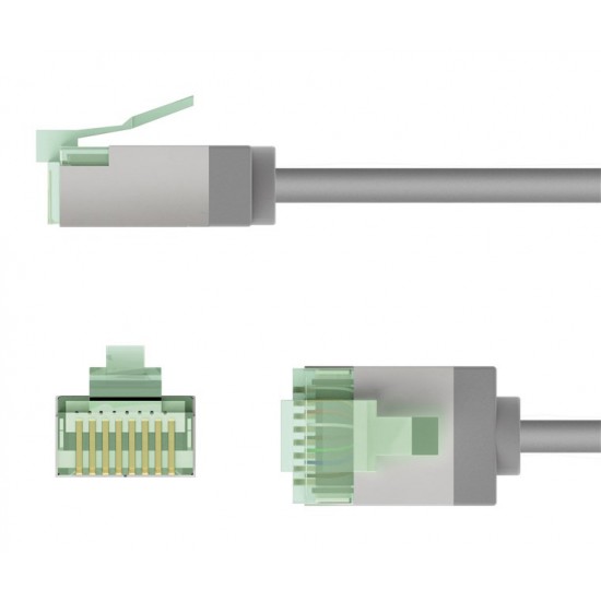 GOOBAY καλώδιο δικτύου 74345, CAT 8.1 U/FTP, ultra slim, copper, 40Gbps, 0.50m, γκρι