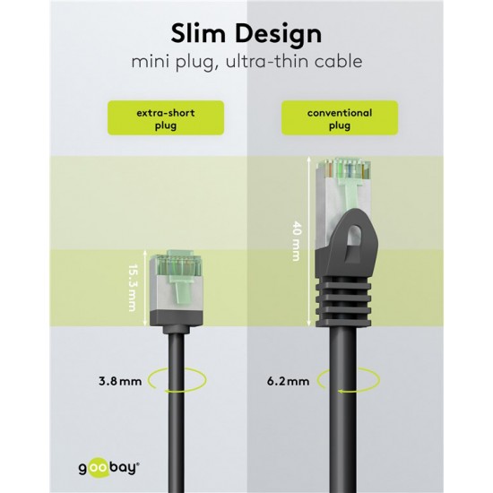 GOOBAY καλώδιο δικτύου 74356, CAT 8.1 U/FTP, ultra slim, copper, 40Gbps, 5m, μαύρο