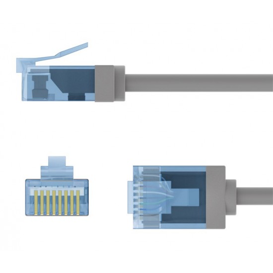 GOOBAY καλώδιο δικτύου 74220, CAT 6A U/UTP, ultra slim, copper, 500MHz, 0.25m, γκρι