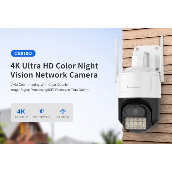 VSTARCAM smart κάμερα CS610Q, 4K/8MP, WiFi, PTZ, SD, IP66
