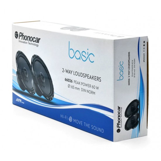 PHONOCAR σετ ηχεία αυτοκινήτου Basic 66026, 6.5", 60W, 2 δρόμων