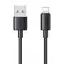 USAMS καλώδιο Lightning σε USB US-SJ709, 2.4A, 480Mbps, 1m, μαύρο