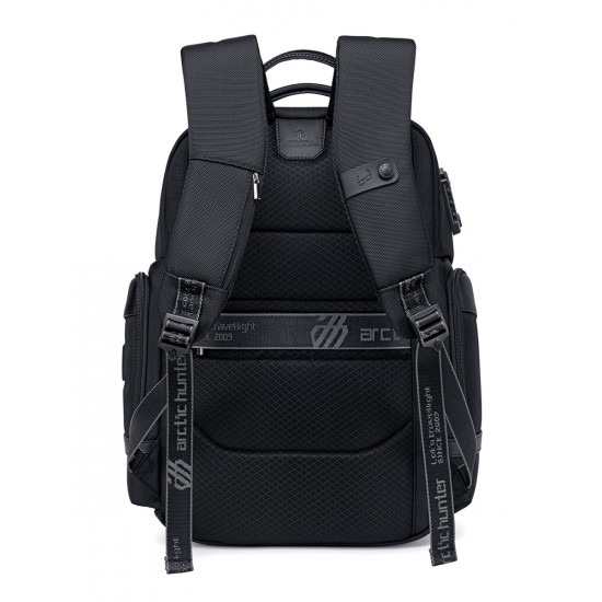 ARCTIC HUNTER τσάντα πλάτης B00682 με θήκη laptop 15.6", USB, λουκέτο TSA, 23.5L, μαύρη