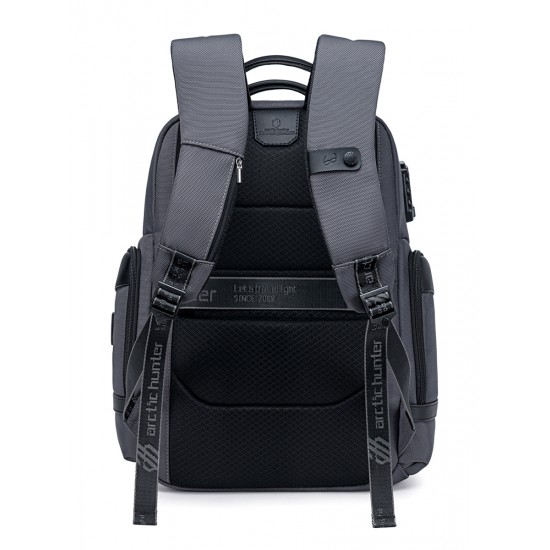 ARCTIC HUNTER τσάντα πλάτης B00682 με θήκη laptop 15.6", USB, λουκέτο TSA, 23.5L, γκρι