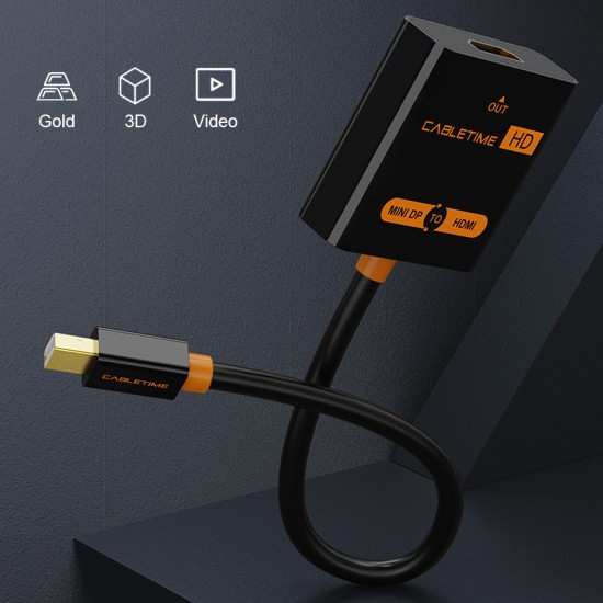 CABLETIME αντάπτορας mini DisplayPort σε HDMI CT-AV589-02G, 1080p, μαύρος
