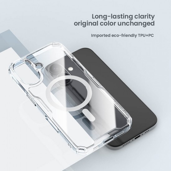 NILLKIN θήκη Nature TPU Pro Magnetic για iPhone 16, διάφανη-μπλε