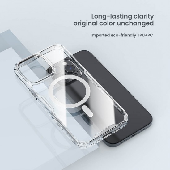 NILLKIN θήκη Nature TPU Pro Magnetic για iPhone 16 Pro, διάφανη-μπλε