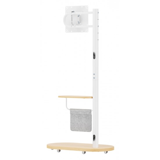 BRATECK βάση τηλεόρασης δαπέδου FS54-22T-02W, 17-43", έως 15kg, με ράφι & ροδάκια, λευκή