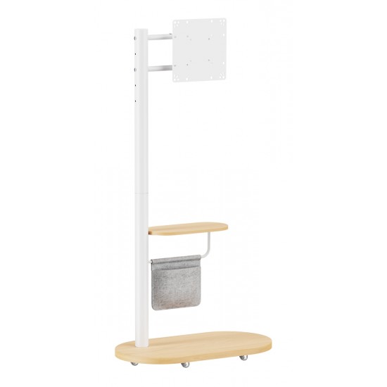 BRATECK βάση τηλεόρασης δαπέδου FS54-22T-02W, 17-43", έως 15kg, με ράφι & ροδάκια, λευκή