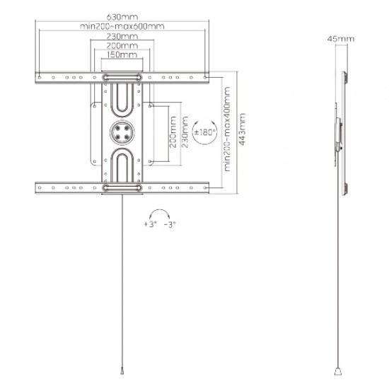 BRATECK επιτοίχια βάση τηλεόρασης LP69-46F , 37-80", έως 50kg