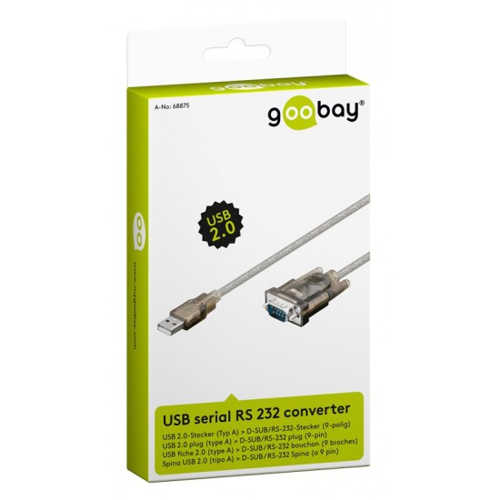 GOOBAY καλώδιο USB σε RS-232 68875, 1 Mbit/s, 1.5m, διάφανο