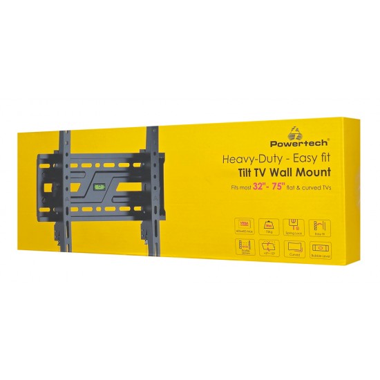 POWERTECH επιτοίχια βάση τηλεόρασης PT-1372, 32-75", έως 75kg, ρυθμιζόμενη κλίση