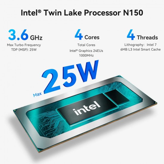 BEELINK mini PC EQ14, Intel N150, 16GB, 500GB M.2, Windows 11 Pro