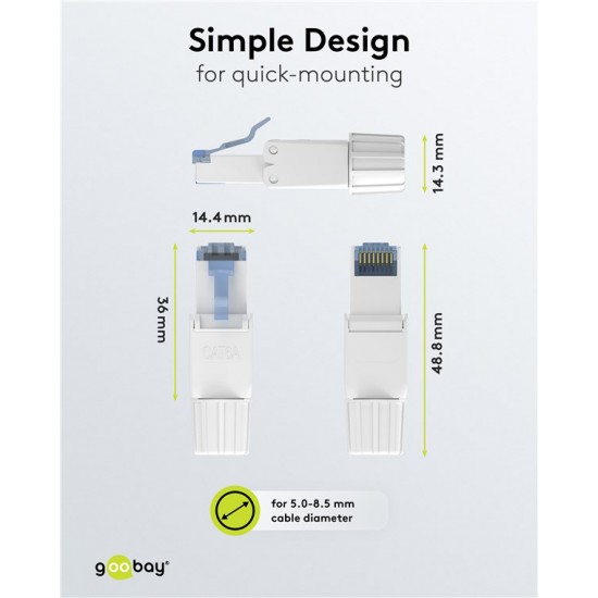 GOOBAY βύσμα RJ45 65941, CAT 6A UTP, tool-free, λευκό