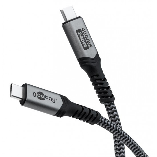 GOOBAY καλώδιο USB-C 74210, USB4, 240W, 40Gbps, 8K/60Hz, 0.50m, γκρι