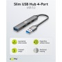 GOOBAY USB hub 74456, 4x θυρών, USB 3.2, 5Gbps, USB σύνδεση, γκρι