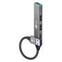 GOOBAY USB hub 74458, 4x θυρών, USB 3.2, 5Gbps, USB σύνδεση, γκρι