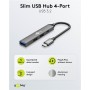 GOOBAY USB hub 74459, 4x θυρών, USB 3.2, 5Gbps, USB-C σύνδεση, γκρι