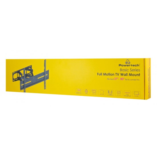POWERTECH επιτοίχια βάση τηλεόρασης PT-1389, 37-80", έως 40kg, full motion